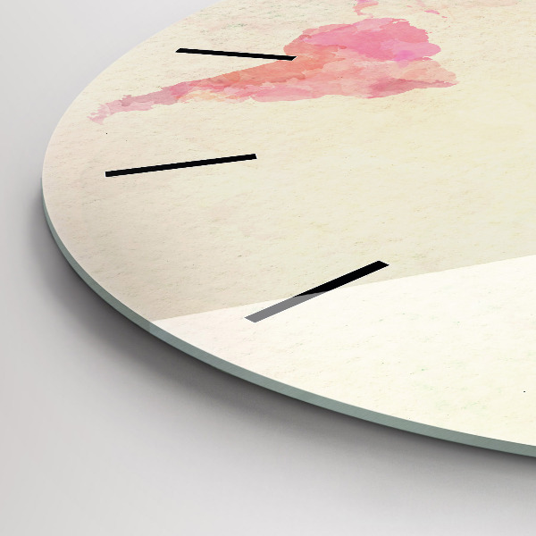 Round glass wall clock Watercolor world map