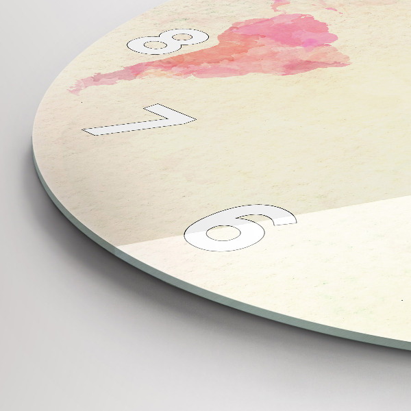 Round glass wall clock Watercolor world map
