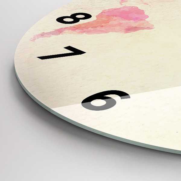 Round glass wall clock Watercolor world map