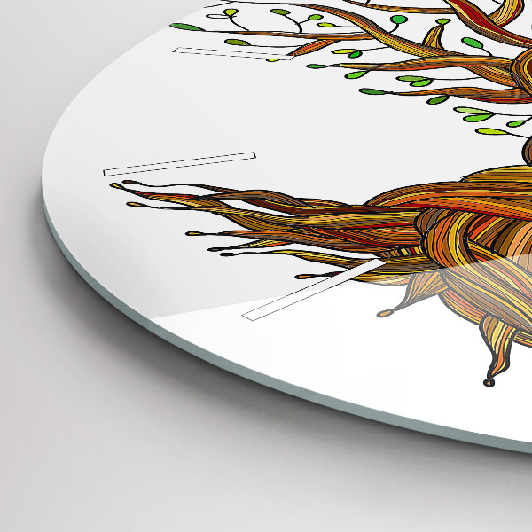 Round glass wall clock Tree and roots