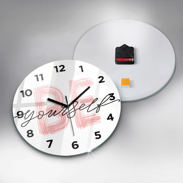 Round glass wall clock The inscription Be yourself