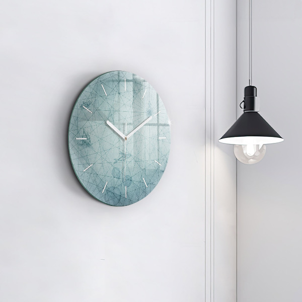 Round glass wall clock Vintage map