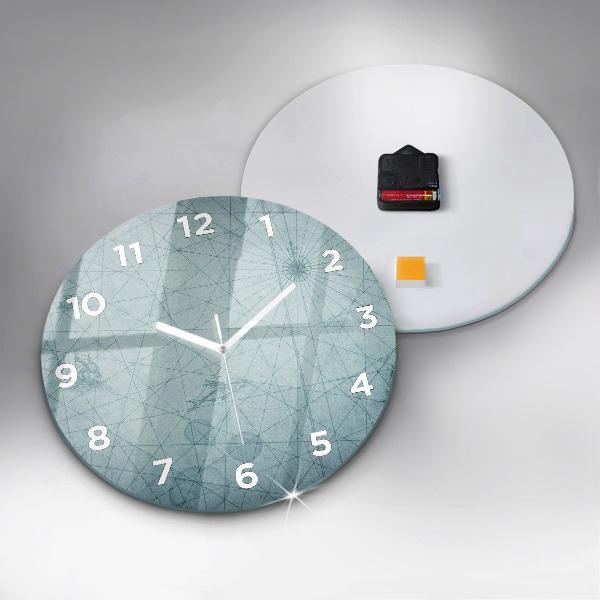 Round glass wall clock Vintage map