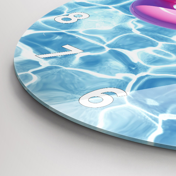 Round glass wall clock Flamingo inflatables