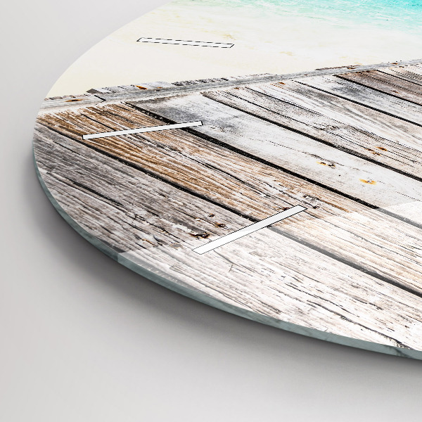 Round glass wall clock Tropical island