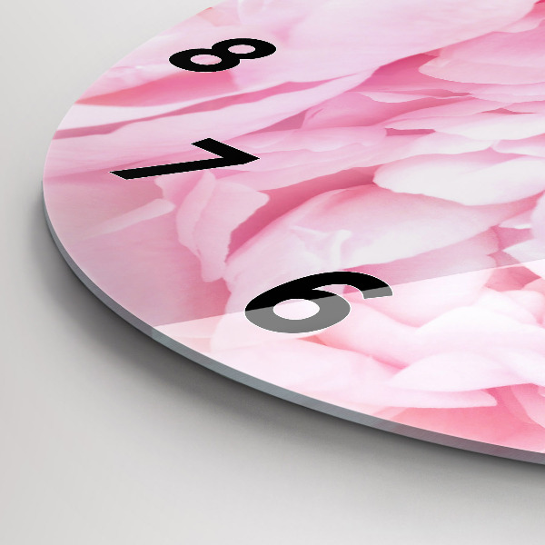 Round glass wall clock Blooming flowers