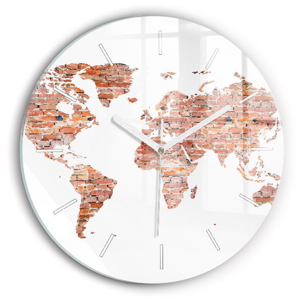 Round glass wall clock Old brick map
