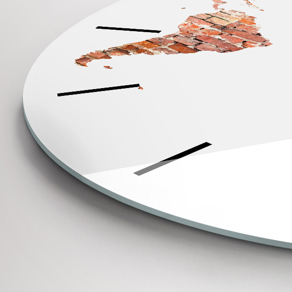 Round glass wall clock Old brick map