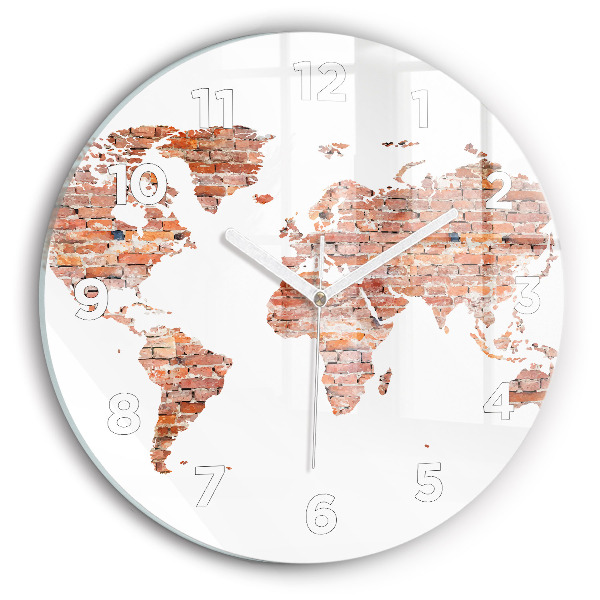 Round glass wall clock Old brick map