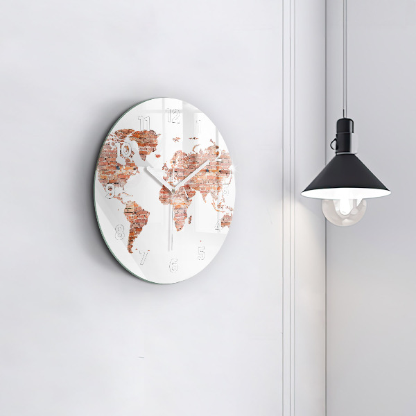 Round glass wall clock Old brick map