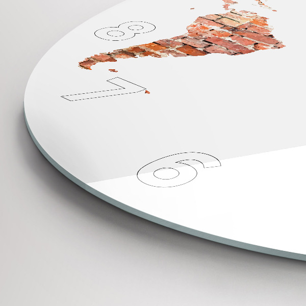 Round glass wall clock Old brick map
