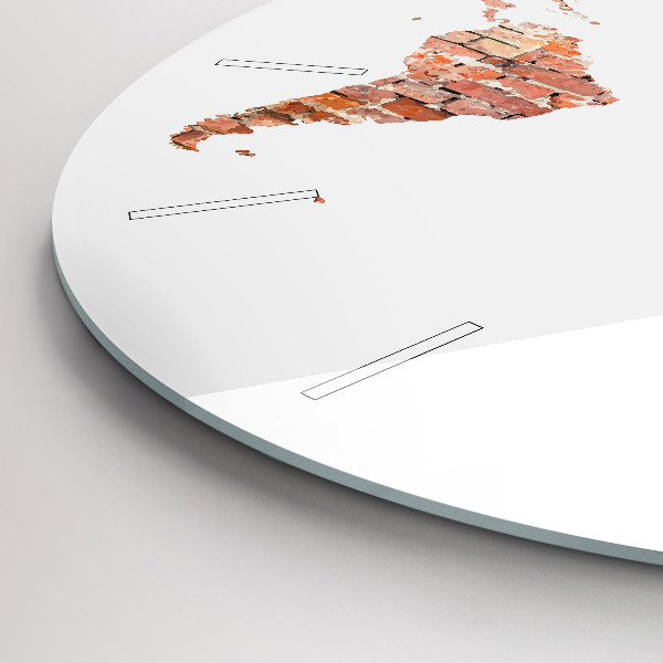 Round glass wall clock Old brick map