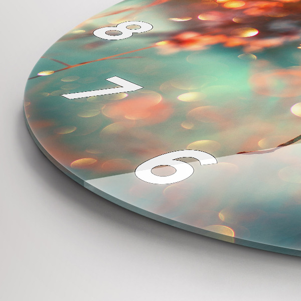 Round glass wall clock Spring flowers