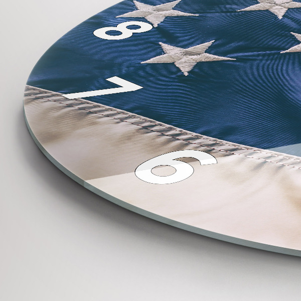 Round glass wall clock American flag