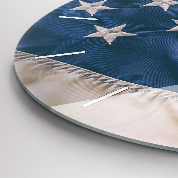 Round glass wall clock American flag