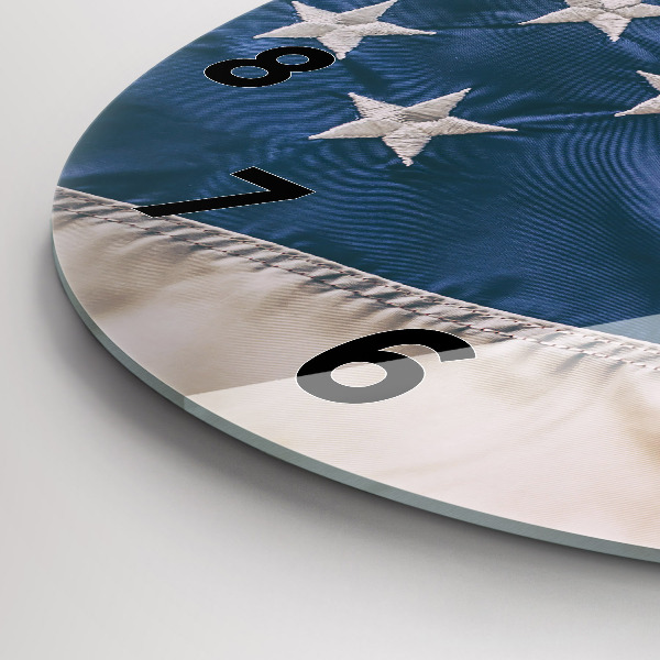 Round glass wall clock American flag