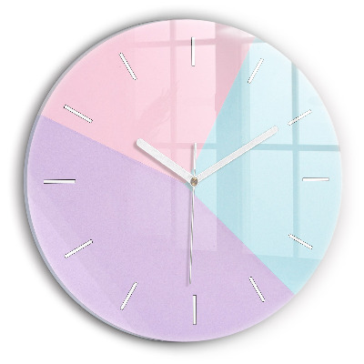 Round glass wall clock Pastel pattern