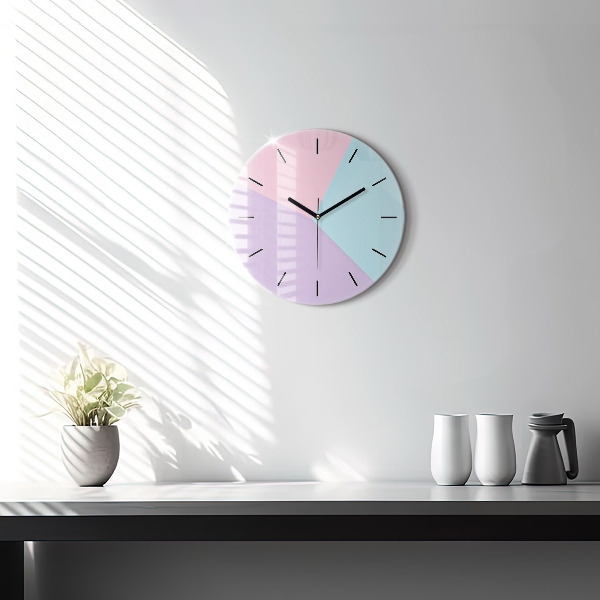 Round glass wall clock Pastel pattern