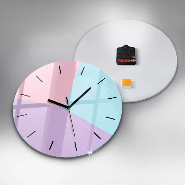Round glass wall clock Pastel pattern