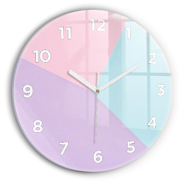 Round glass wall clock Pastel pattern