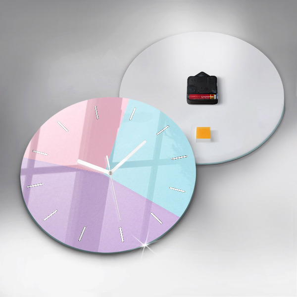 Round glass wall clock Pastel pattern