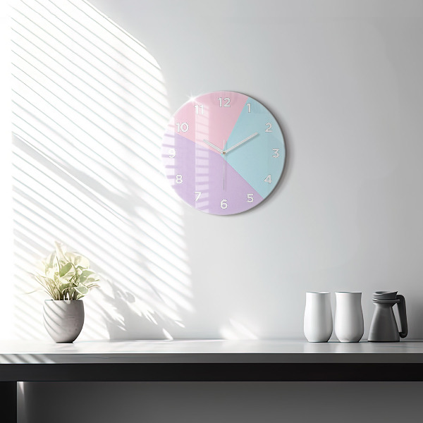 Round glass wall clock Pastel pattern
