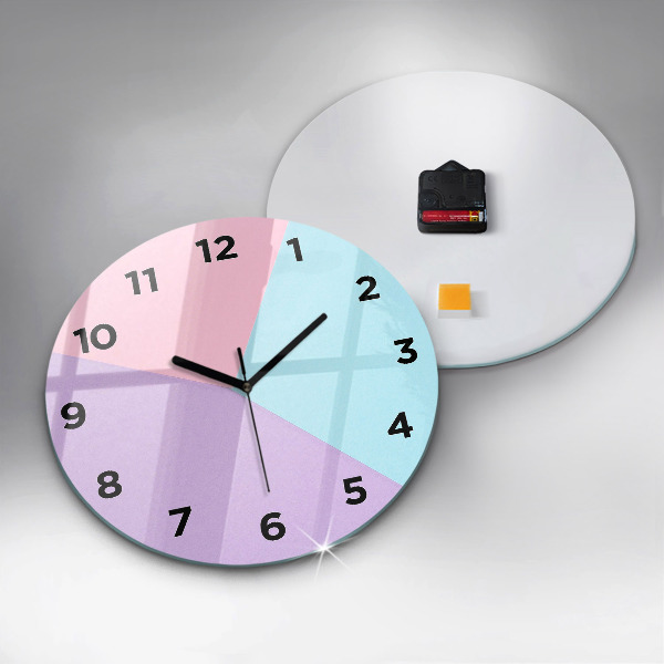 Round glass wall clock Pastel pattern