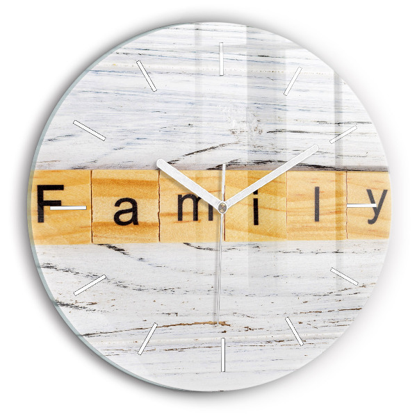 Round glass wall clock The inscription Family