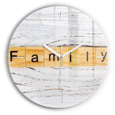 Round glass wall clock The inscription Family