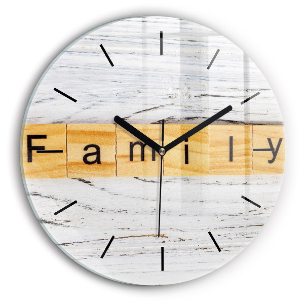 Round glass wall clock The inscription Family