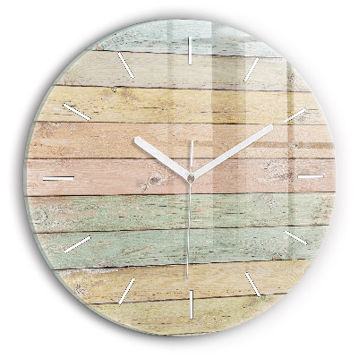 Round glass wall clock Colorful boards