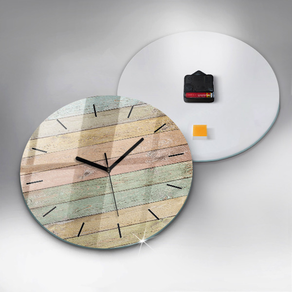 Round glass wall clock Colorful boards