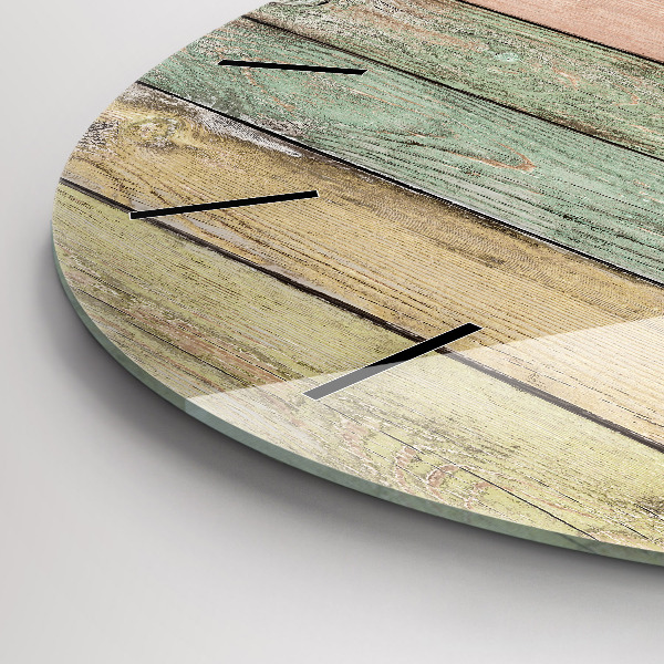 Round glass wall clock Colorful boards