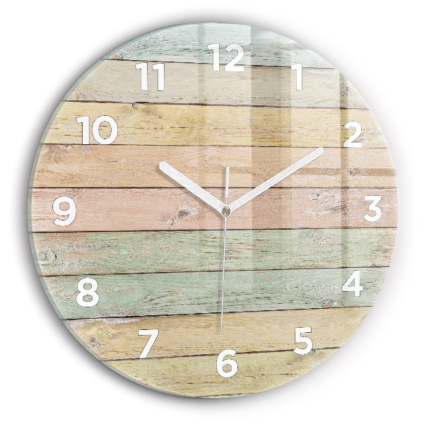 Round glass wall clock Colorful boards
