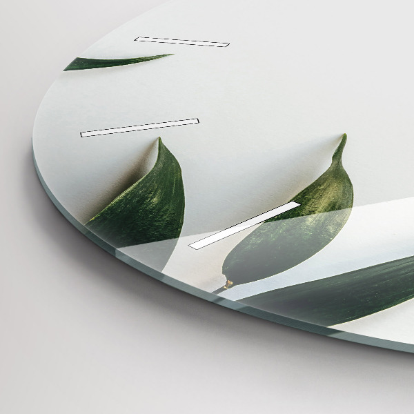 Round glass wall clock Leaf frame