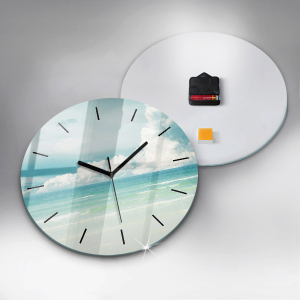 Round glass wall clock Sea landscape