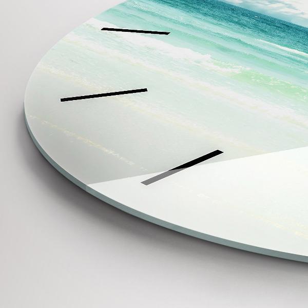 Round glass wall clock Sea landscape
