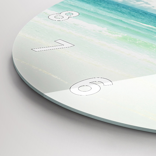 Round glass wall clock Sea landscape
