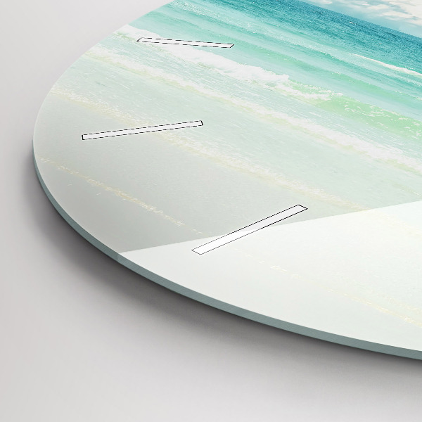 Round glass wall clock Sea landscape