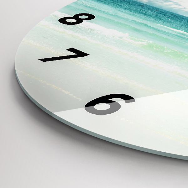 Round glass wall clock Sea landscape