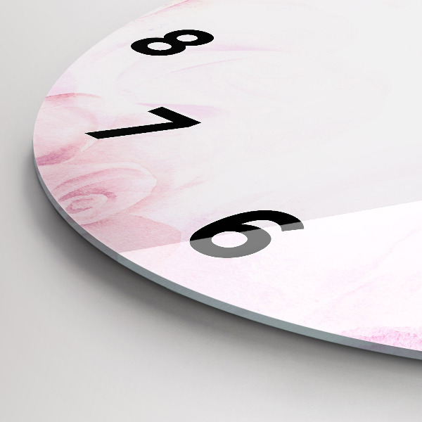 Round glass wall clock Roses abstract