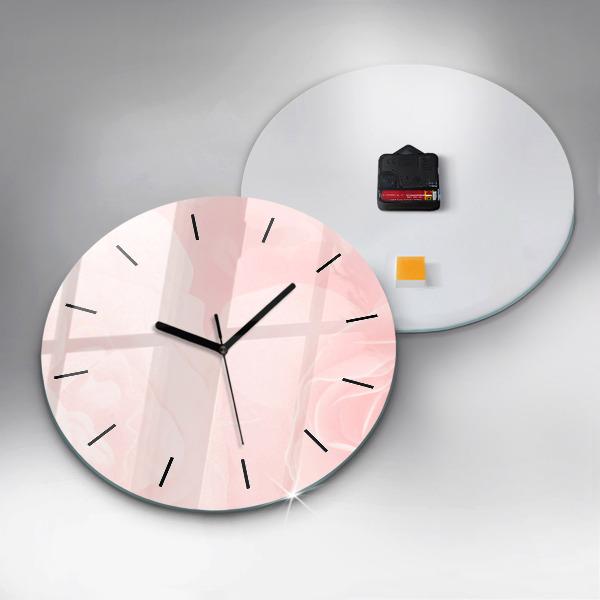 Round glass wall clock Blooming roses