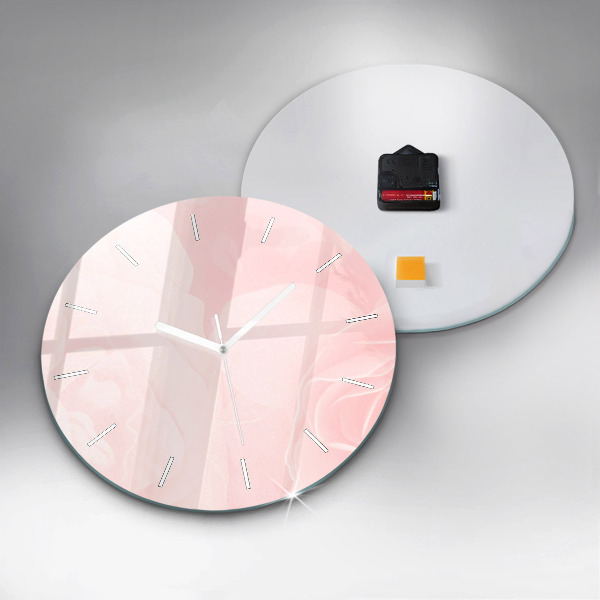 Round glass wall clock Blooming roses