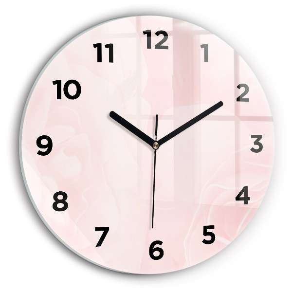 Round glass wall clock Blooming roses