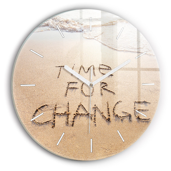 Round glass wall clock Beach Quote