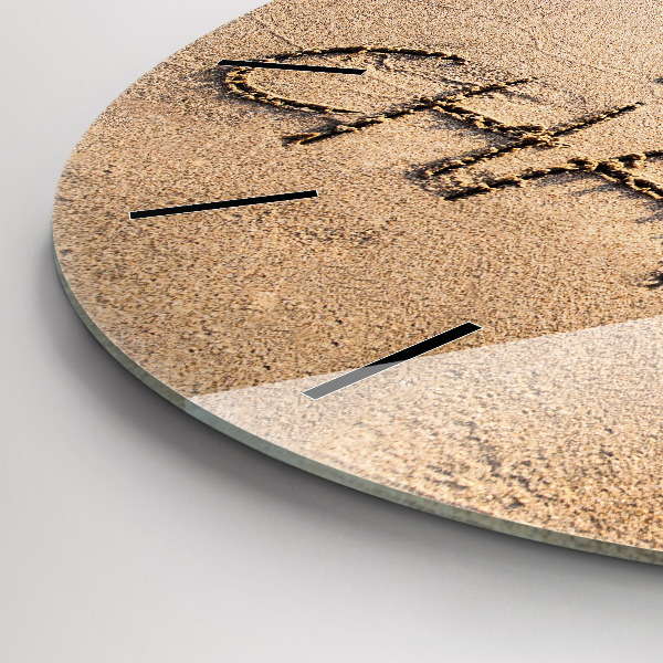 Round glass wall clock Beach Quote