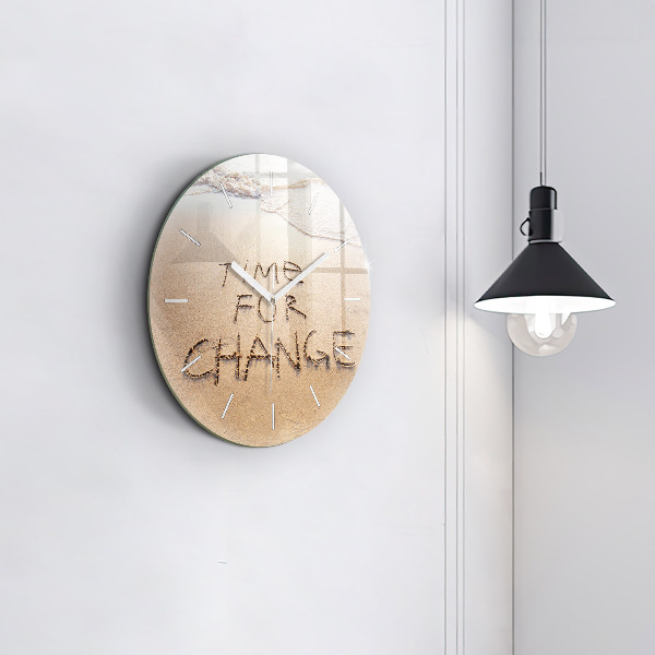 Round glass wall clock Beach Quote