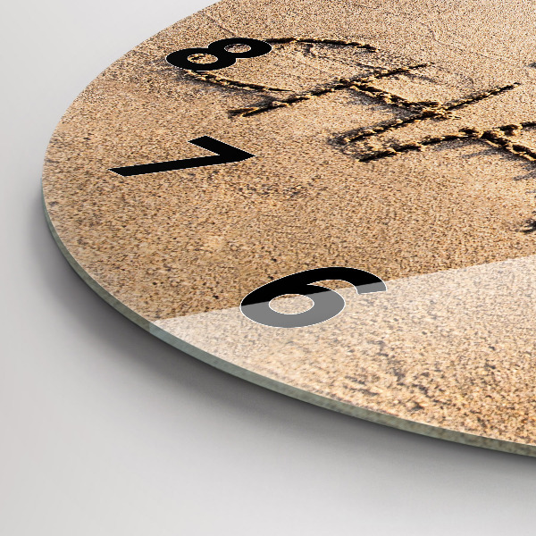 Round glass wall clock Beach Quote