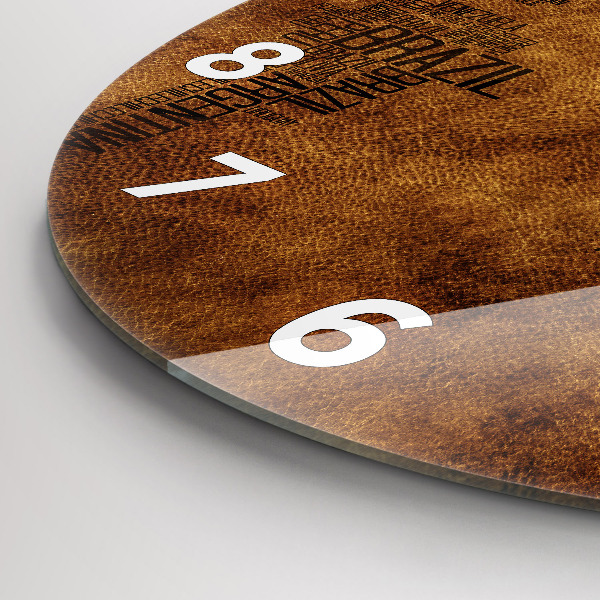 Round glass wall clock Map and country names