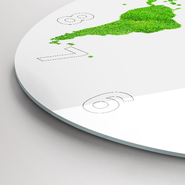 Round glass wall clock Green grass map
